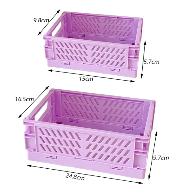 Collapsible Crate Plastic Folding Storage Box Basket Utility Cosmetic Container Desktop Holder Home Use School Desk Storage Box 6