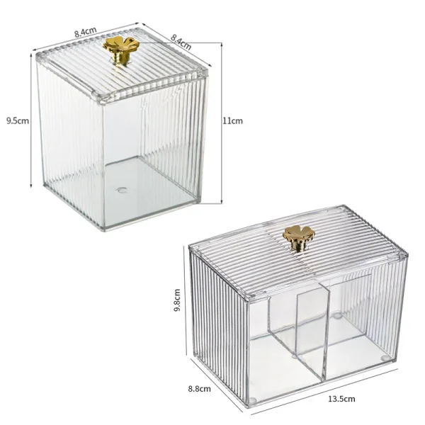 Transparent Storage Box Desktop Dust-Proof Makeup Lipstick Cosmetics Organizer Bathroom Cotton Swab Holder Jewelry Container 6