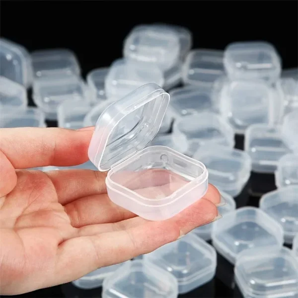 100/1PCS Mini Storage Box Transparent Plastic Storage Box Jewelry Container Portable Earring Ring Earplugs Packaging Storage Box 5