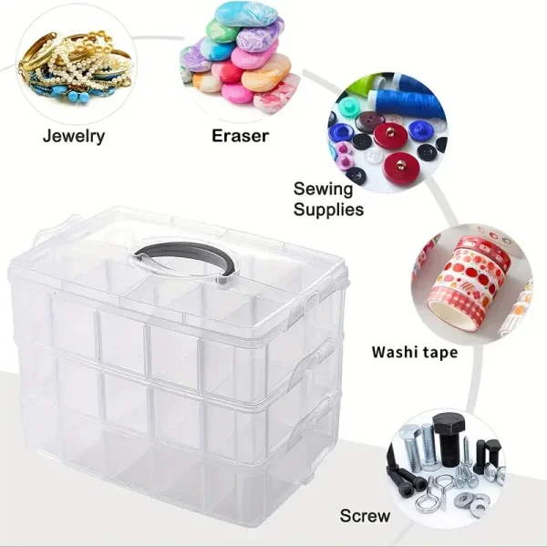 1/2/3/4 Tier Transparent Adjustable Stackable Compartment Slot Plastic Storage Box For Organizing Toys Jewelry Accessories 2