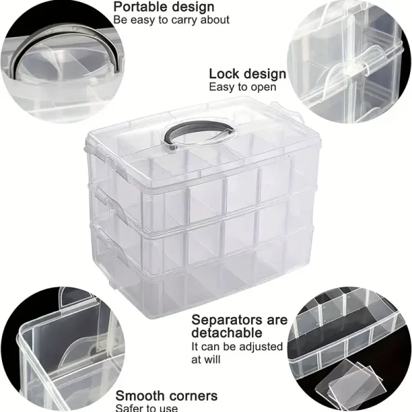 1/2/3/4 Tier Transparent Adjustable Stackable Compartment Slot Plastic Storage Box For Organizing Toys Jewelry Accessories 5
