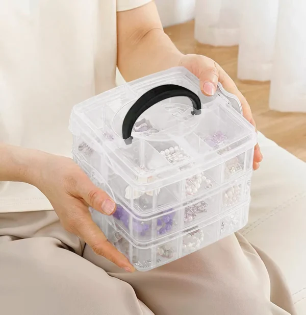 1/2/3/4 Tier Transparent Adjustable Stackable Compartment Slot Plastic Storage Box For Organizing Toys Jewelry Accessories 6
