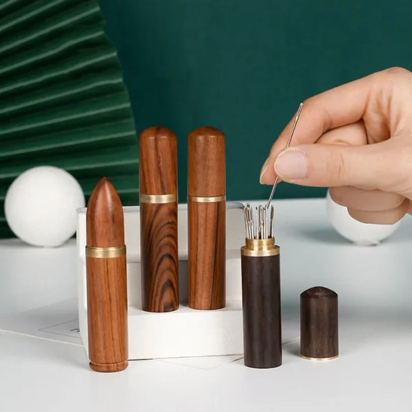 Sewing Needles Storage Box Wooden Knitting Embroidery Needles Case Container Toothpick Needle Storage Household DIY Sewing Tools 2