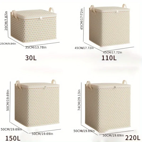 Extra-Large 220-Litre Fabric Storage Box for Quilts, Sheets, Clothes, and Underwear - Portable, Lightweight,and Easy to Carry 3