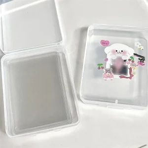 INS Transparent Plastic Storage Box Photocards Small Card Storage Box Desk Organizer Box Classification Box Stationery 11*9*cm 1