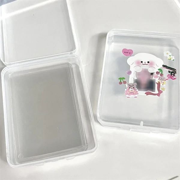 INS Transparent Plastic Storage Box Photocards Small Card Storage Box Desk Organizer Box Classification Box Stationery 11*9*cm 1