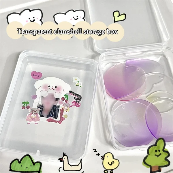 INS Transparent Plastic Storage Box Photocards Small Card Storage Box Desk Organizer Box Classification Box Stationery 11*9*cm 2
