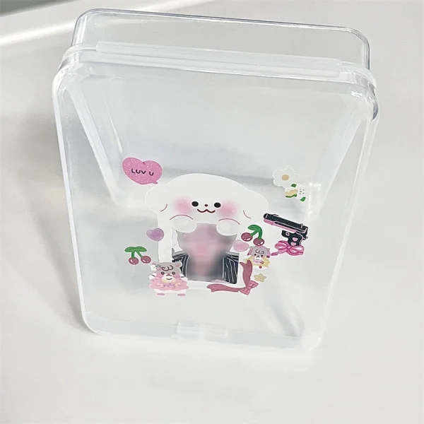 INS Transparent Plastic Storage Box Photocards Small Card Storage Box Desk Organizer Box Classification Box Stationery 11*9*cm 3