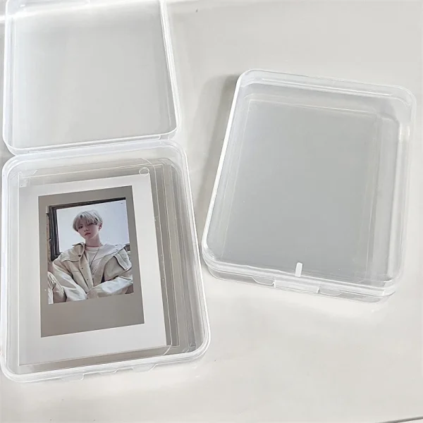 INS Transparent Plastic Storage Box Photocards Small Card Storage Box Desk Organizer Box Classification Box Stationery 11*9*cm 6