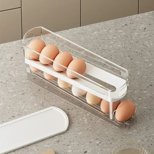 Bilayer Fridge Egg Storage Box Automatic Rolling Eggs Holder Rack Ladder Style Refrigerator Eggs Dispenser Egg Organizer Holder 4