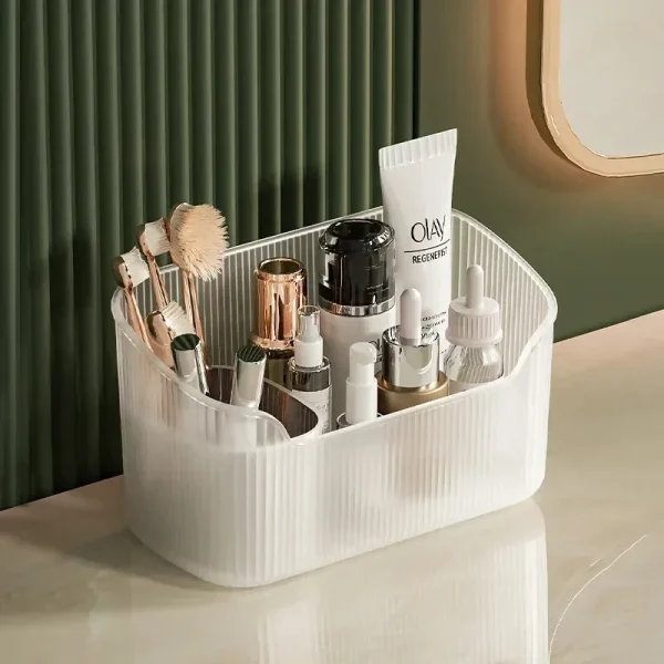 Matte Cosmetic Organizer Bathroom Bedroom Desktop Storage Box for Make Up Lipstick Perfume Skincare Cosmetic Tray Case Box 3