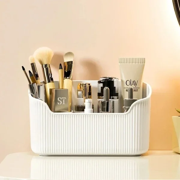 Matte Cosmetic Organizer Bathroom Bedroom Desktop Storage Box for Make Up Lipstick Perfume Skincare Cosmetic Tray Case Box 4