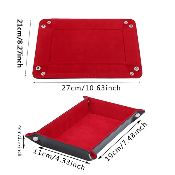 New Rectangle Storage Tray PU Leather Velvet Folding Dice Tray Table Games Key Wallet Coin Organizer Trays Sundries Serving Tray 3