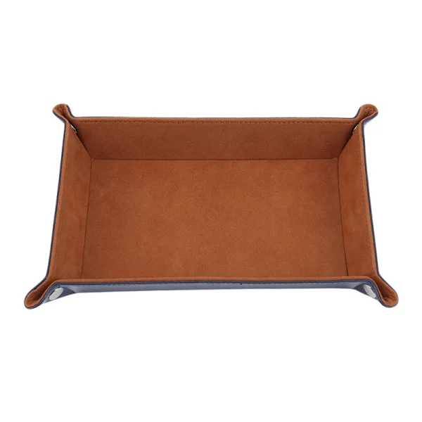 New Rectangle Storage Tray PU Leather Velvet Folding Dice Tray Table Games Key Wallet Coin Organizer Trays Sundries Serving Tray 4