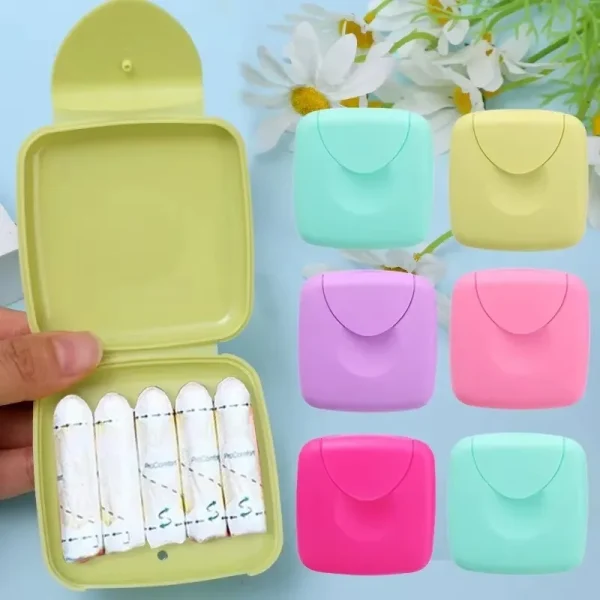 Creative Portable Women Tampons Storage Box Holder Tool Travel Outdoor Set Supplies Plastic Cosmetic Cotton Jewelry Storage Box 2