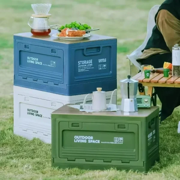 Camping storage box, trunk organizer, camping picnic camping box, car folding outdoor bench and chopping board 2
