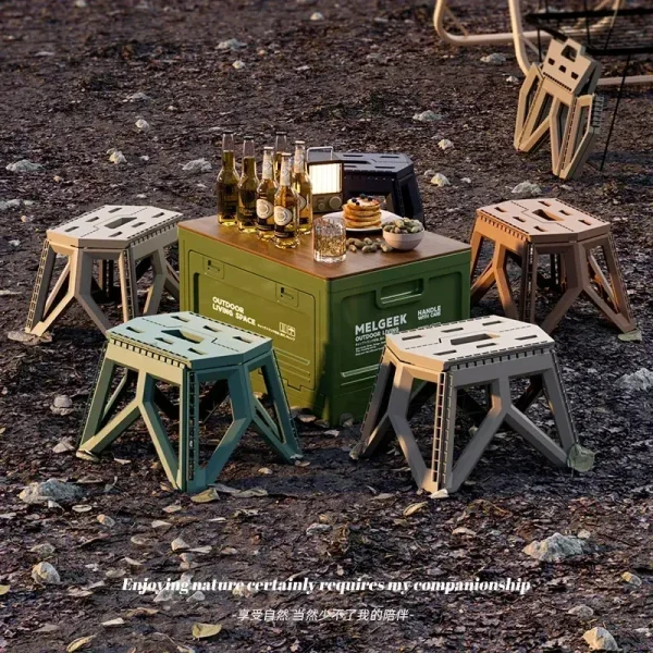 Camping storage box, trunk organizer, camping picnic camping box, car folding outdoor bench and chopping board 5
