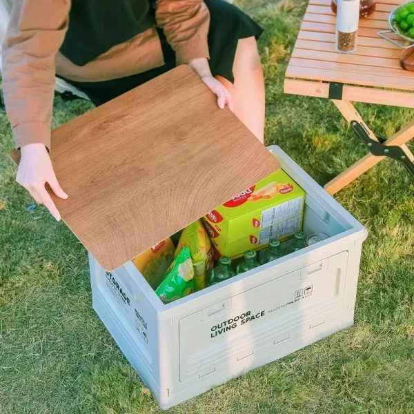 Camping storage box, trunk organizer, camping picnic camping box, car folding outdoor bench and chopping board 6
