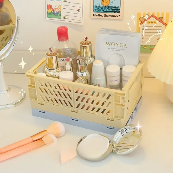 6Color Foldable Storage Baskets Student Desktop Holder Tape Stationery Cosmetic Storage Box Home Office Organizer Container 3