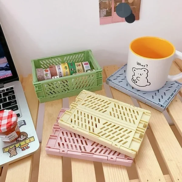 6Color Foldable Storage Baskets Student Desktop Holder Tape Stationery Cosmetic Storage Box Home Office Organizer Container 6