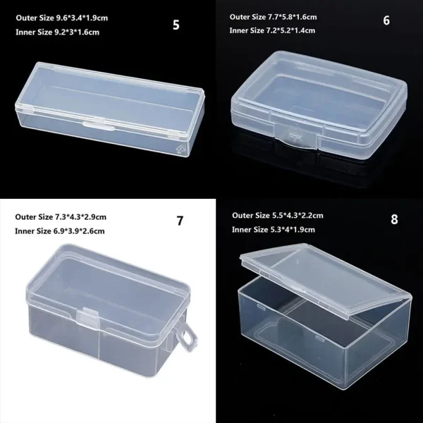 8 Sizes Small Square Clear Plastic Storage Box For Jewelry Diamond Embroidery Craft Bead Pill Home Storage Supply 6