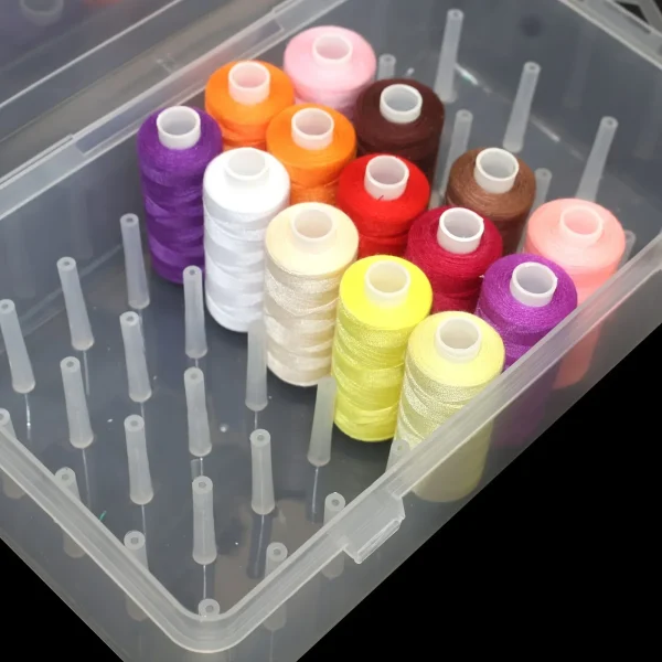 42 roll sewing thread storage box, transparent PP plastic embroidery sewing set storage box, portable large capacity 1