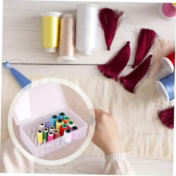 42 roll sewing thread storage box, transparent PP plastic embroidery sewing set storage box, portable large capacity 5