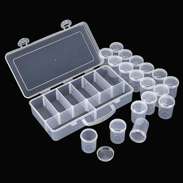 18 Round Bottle Multipurpose Transparent Diamond Painting Accessories Storage Box Container for Beads Organizer Boxes 2
