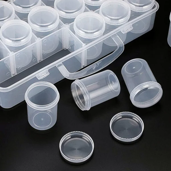 18 Round Bottle Multipurpose Transparent Diamond Painting Accessories Storage Box Container for Beads Organizer Boxes 4