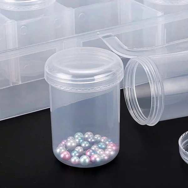 18 Round Bottle Multipurpose Transparent Diamond Painting Accessories Storage Box Container for Beads Organizer Boxes 5