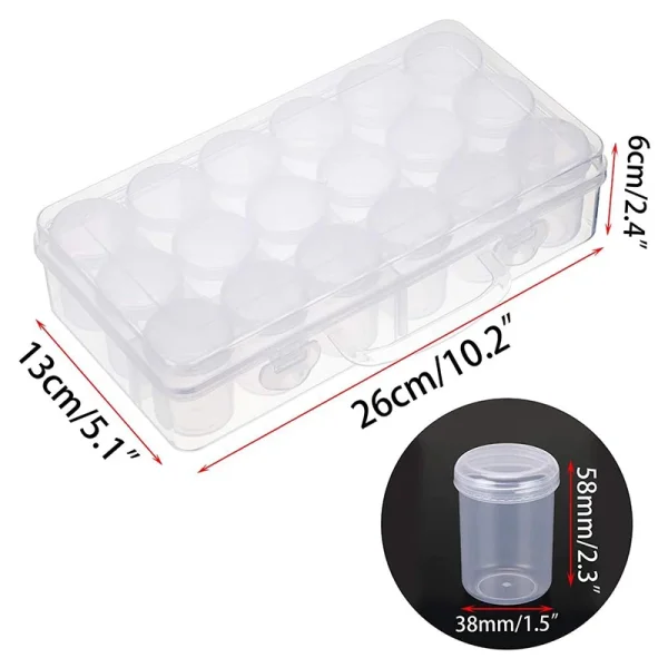 18 Round Bottle Multipurpose Transparent Diamond Painting Accessories Storage Box Container for Beads Organizer Boxes 6