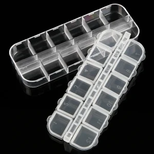 12 Grids Clear Plastic Jewelry Box Multipurpose Plastic Tool Box Multi-size Adjustable Beads Earrings Jewelry Storage Square Box 1