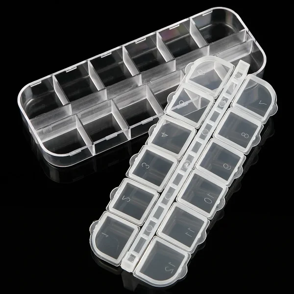 12 Grids Clear Plastic Jewelry Box Multipurpose Plastic Tool Box Multi-size Adjustable Beads Earrings Jewelry Storage Square Box 1