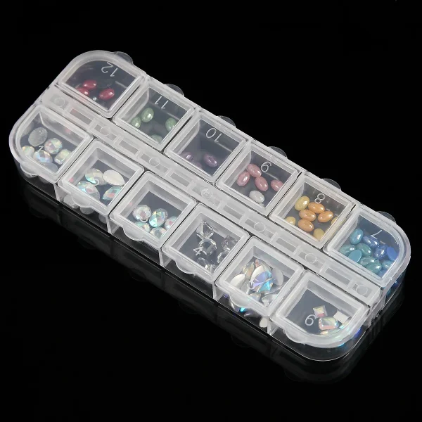 12 Grids Clear Plastic Jewelry Box Multipurpose Plastic Tool Box Multi-size Adjustable Beads Earrings Jewelry Storage Square Box 2
