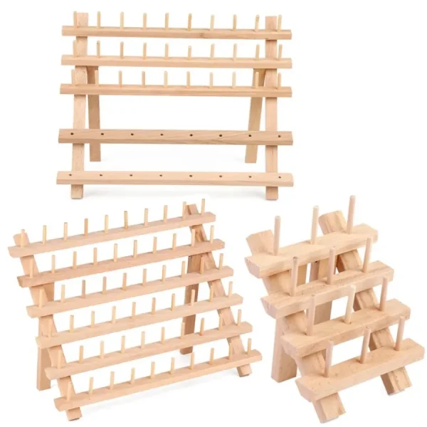 Wooden Sewing Thread Storage Box Spool Yarn Holder Home Embroidery Folding Frame Multiple Size Sewing Rack Organizer 1