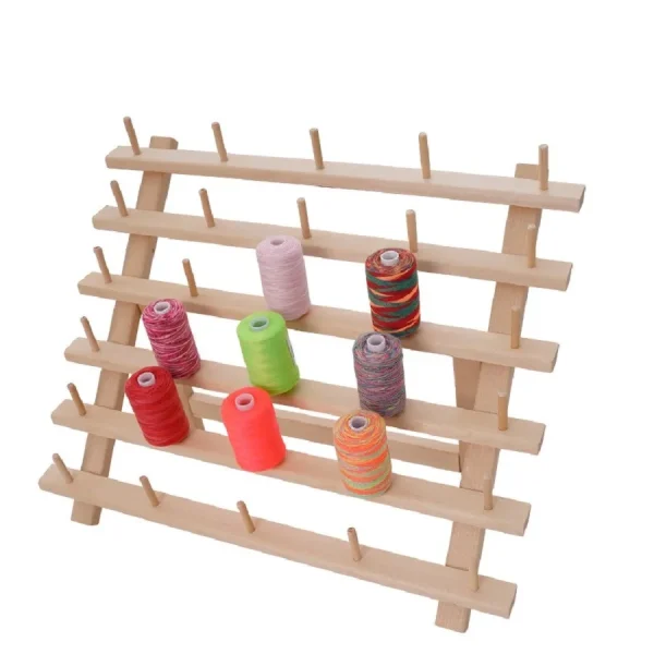 Wooden Sewing Thread Storage Box Spool Yarn Holder Home Embroidery Folding Frame Multiple Size Sewing Rack Organizer 6