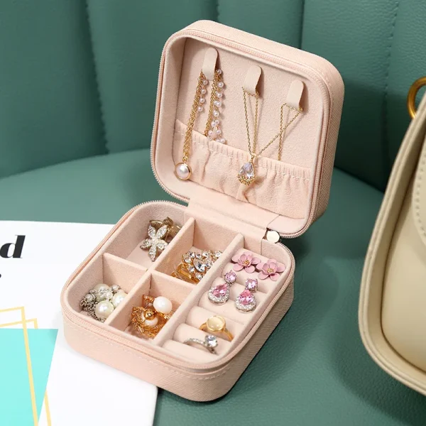 Mini Jewelry Storage Box Portable Home Travel Earrings Necklace Storage Case for Women Ring Organizer PU Leather Display Case 1