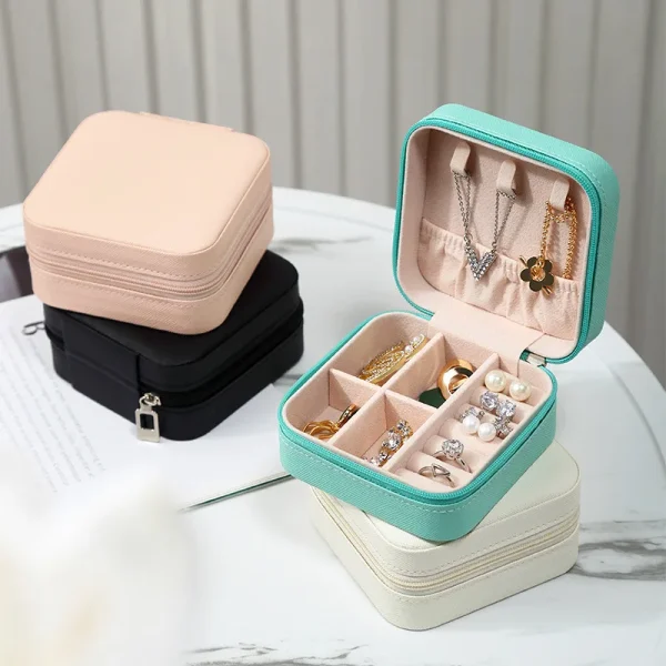 Mini Jewelry Storage Box Portable Home Travel Earrings Necklace Storage Case for Women Ring Organizer PU Leather Display Case 4