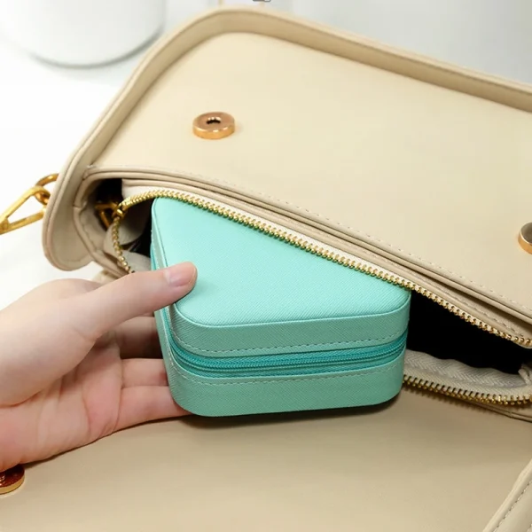 Mini Jewelry Storage Box Portable Home Travel Earrings Necklace Storage Case for Women Ring Organizer PU Leather Display Case 5
