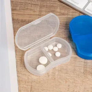 1PCS Pill Medicine Box Portable Drug Box Tablet Splitter Holder Storage Organizer Container Case Pillbox 2-Grids Mini Dispenser 1