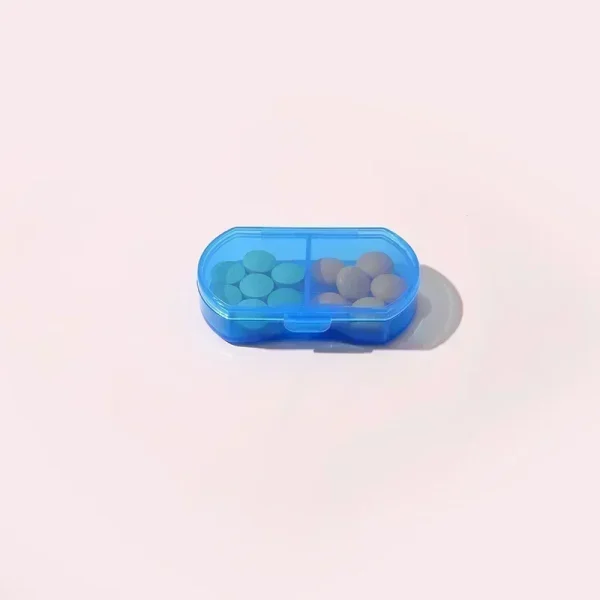 1PCS Pill Medicine Box Portable Drug Box Tablet Splitter Holder Storage Organizer Container Case Pillbox 2-Grids Mini Dispenser 2