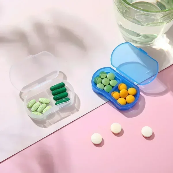 1PCS Pill Medicine Box Portable Drug Box Tablet Splitter Holder Storage Organizer Container Case Pillbox 2-Grids Mini Dispenser 3
