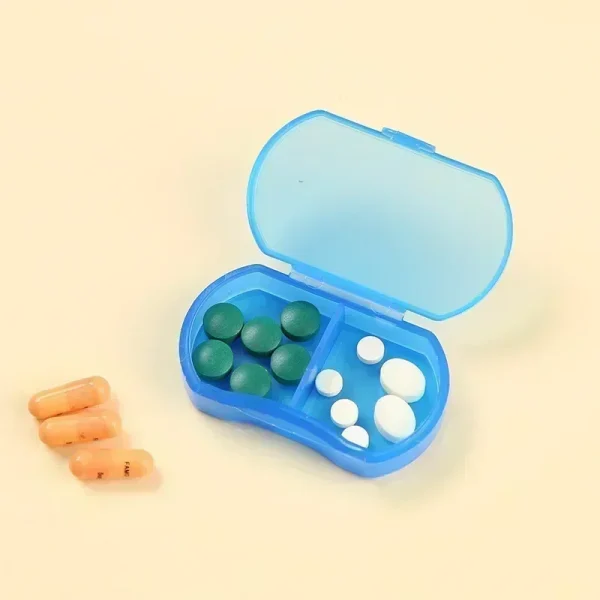 1PCS Pill Medicine Box Portable Drug Box Tablet Splitter Holder Storage Organizer Container Case Pillbox 2-Grids Mini Dispenser 4