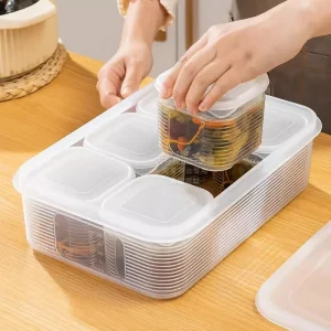 6 Grids Divided Serving Tray Storage Box Kitchen Portable Sub-format Seasoning Separator Box Fresh-keeping Snack Fruits Food Box 1