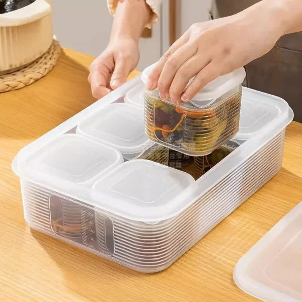 6 Grids Divided Serving Tray Storage Box Kitchen Portable Sub-format Seasoning Separator Box Fresh-keeping Snack Fruits Food Box 1