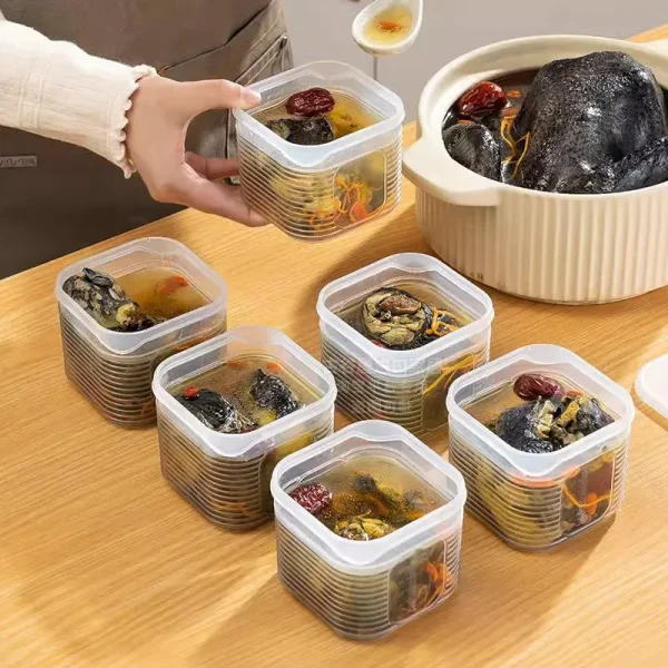 6 Grids Divided Serving Tray Storage Box Kitchen Portable Sub-format Seasoning Separator Box Fresh-keeping Snack Fruits Food Box 2