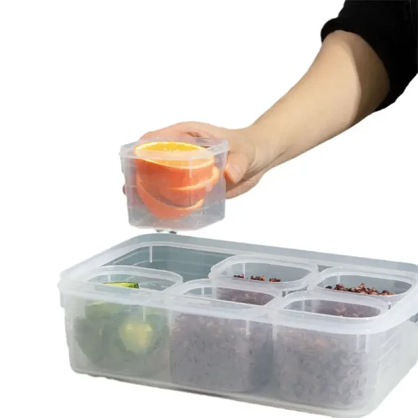 6 Grids Divided Serving Tray Storage Box Kitchen Portable Sub-format Seasoning Separator Box Fresh-keeping Snack Fruits Food Box 4