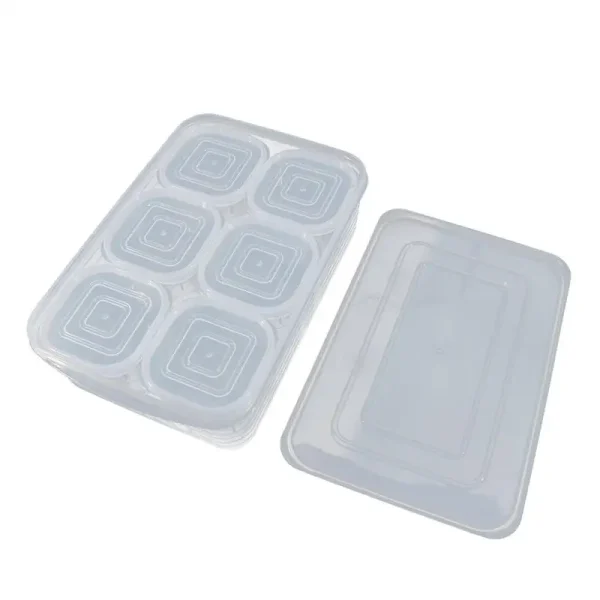 6 Grids Divided Serving Tray Storage Box Kitchen Portable Sub-format Seasoning Separator Box Fresh-keeping Snack Fruits Food Box 5