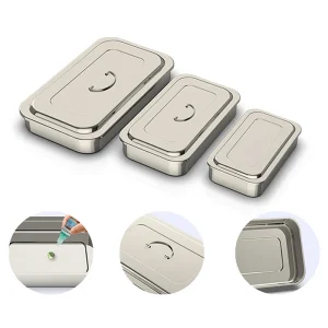 Stainless Steel 201 Dental Instruments Tray Surgical Nursing Lid Medical Equipment Steriliser Container For Dentist Storage Box 1