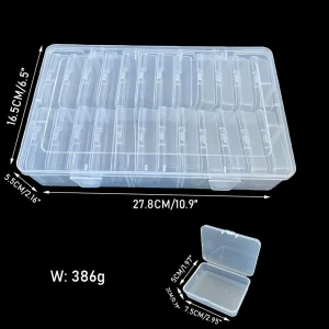 24-Grid Plastic Craft Storage Box Set, Transparent Organizer Case for Jewelry, Beads, Nail Art, and Small Supplies 1
